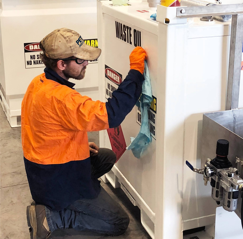 PETRO technician fitting out a self bunded tank