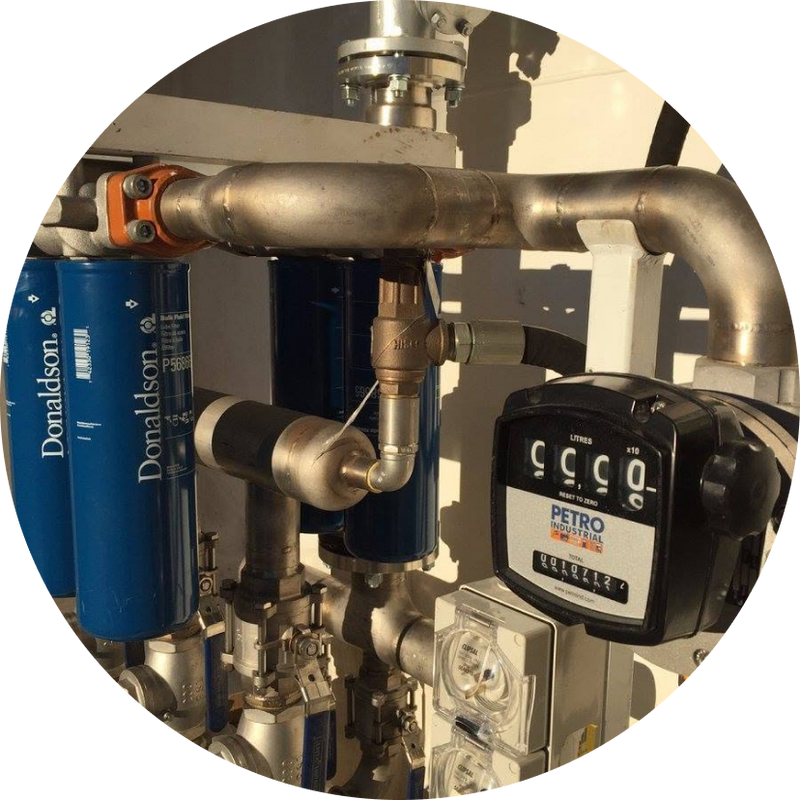 PETRO fuel filtration and metering skid close-up