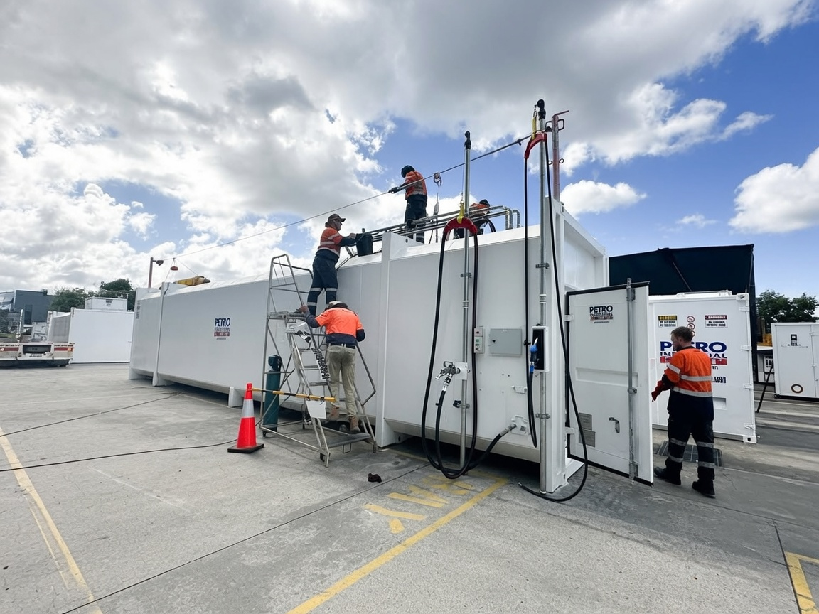 PETRO technicians servicing a fuel tank on site