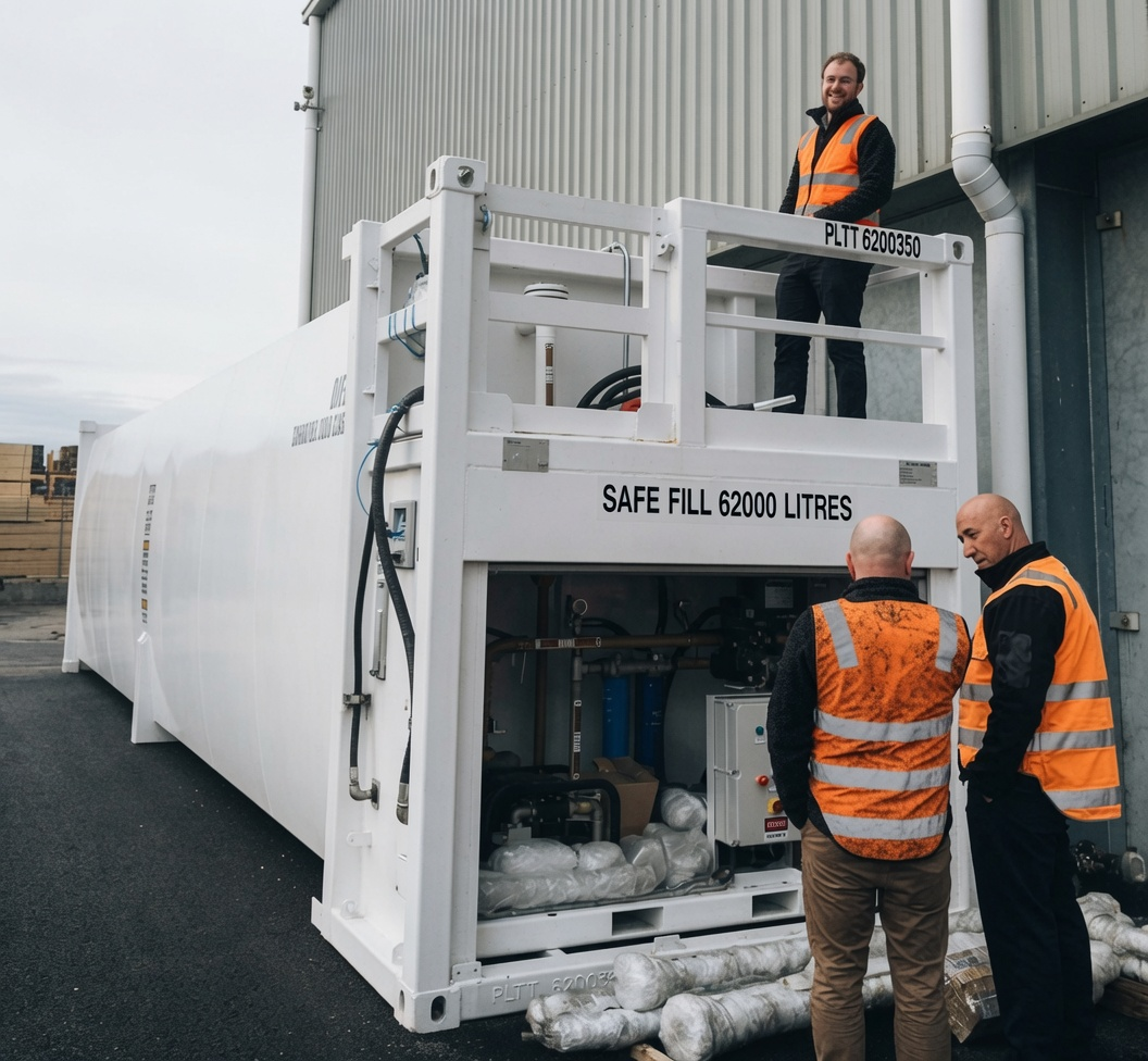 PETRO technicians inspecting a fuel tank