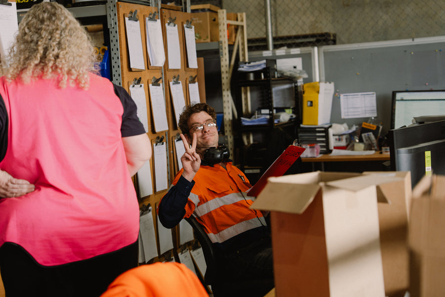 PETRO team member in the workshop office
